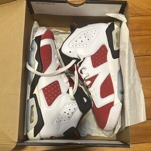 Red and White Sneakers with Chunky Sole and High-Top Design